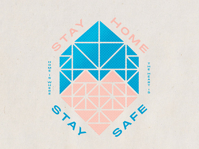 Stay Home 04 13 20 blue dots geometric geometry halftone heart home house love minimal pink stay home stay safe triangles