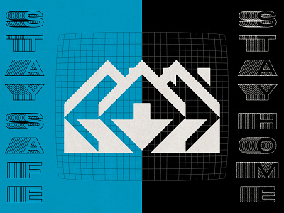 Stay Home 04 19 20 black blue bold coronavirus geometrical grid grids icon simple split stay home stay safe symbol white lines