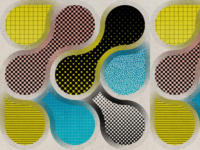 Bubble Ogee Pop I abstract benday circles dots geometric grainy grid metaball ogee pattern pop popart