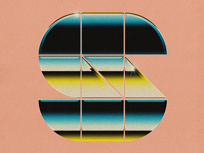 OK_36DOT_S 80stype alphabets chrome geometric grid illustration letter s logo monogram texture textured