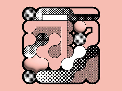 Geo Squircle Grid dots geo geometric graphic design grid grid design halftone illustration lines pattern pink