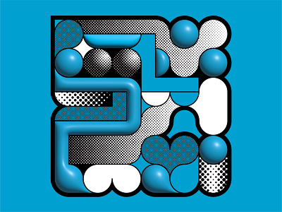 Geo Squircle Grid benday benday dots blue design dots geometric graphic grid grid design illustration minimal pattern