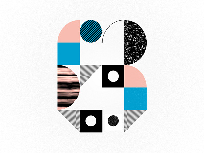 B is for But 36daysoftype 36daysoftype b blue dot pattern dots geometric geometric illustration letter b line pink texture