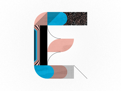 E is for Eh 36days e 36daysoftype 36daysoftype e benday blue geometric illustration minimal pink type vector