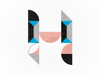 H is for Hurl 36days h 36daysoftype benday blue geometric illustration minimal pink type