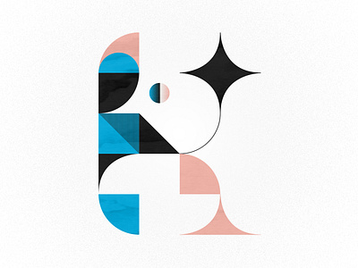 K is for Kharaoke 36days k benday blue dots geometric illustration minimal pink type vector
