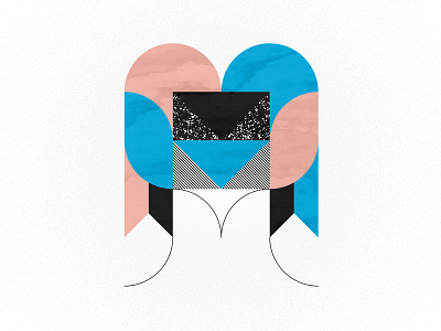 M is for Muted 36days m 36daysoftype benday blue dots geometric illustration letter m minimal pink