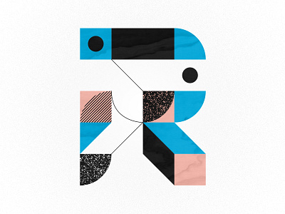 R is for Right 36days r 36daysoftype benday blue design dots geometric illustration lines minimal pink simple type vector