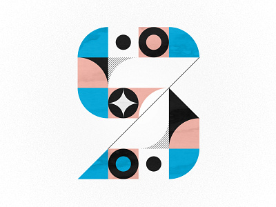 S is for So So 36day s 36days s 36daysoftype benday blue dots geometric illustration lines minimal pink simple type vector