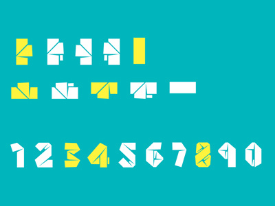 Korean origami font - vowel, number