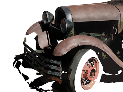 Car front car cars color design garbage illustration photoshop process retro rust trash