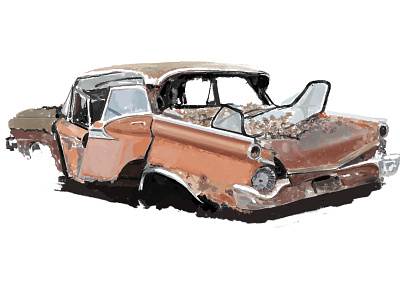 196 car carcrash cars color design garbage illustration metal metallic photoshop process retro rust trash