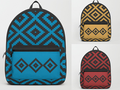 Backpacks with traditional motif backpack backtoschool design ethnic geometric pattern illustration pattern patterndesign productdesign surfacedesign surfacepattern traditional vector