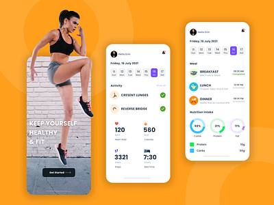 Fit'N'Go : Health and Nutrition App android app app design design diet health app meditation nutrition ui ux workout yoga