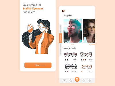 EyeSmart : Eyewear Shoppe App Design android app app design design ecom eyewear glasses online store store ui ui design ux