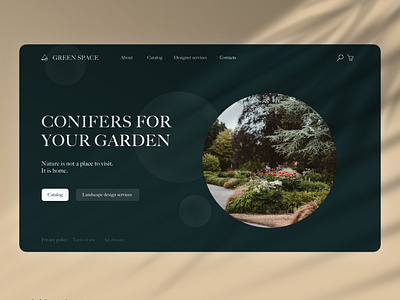 Landing page design concept for a garden center