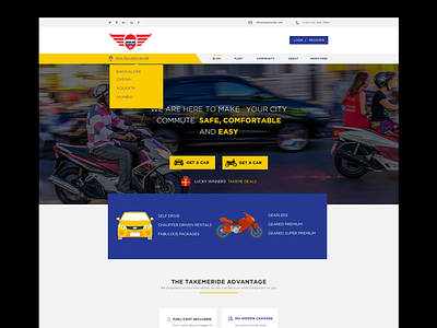 Takemeride Design and re branding agency booking landing page web