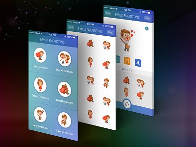 Emoji Emoticons app application design download emoji flat icon ios mobile responsive ui web
