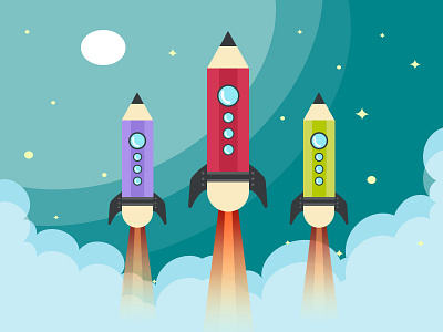 Launch Pencil Rocket app download free icon illustration interface launch mobile pencil rocket ui ux