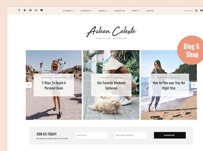 Aileen - A Personal Blog & Shop blog blog design blog template blog theme blogging web themes website wordpress wordpress blog wordpress theme