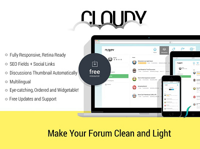 Cloudy - Responsive Vanilla Forums 3d blog branding css graphic design html web design web template web theme web themes website template