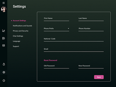 Daily UI #007 | Settings account setting dailyui dark setting settings webdesign