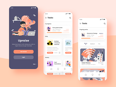 Upraise app for students app design education app interaction design mobile students tasks ui