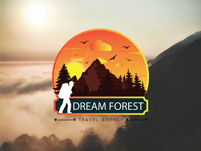 Dream Forest Logo Design adventure adventure logo attractive creative hiking illustration logo logo design logo maker mountain raster to vector tourism travel travel agency travel agency logo travelling vector