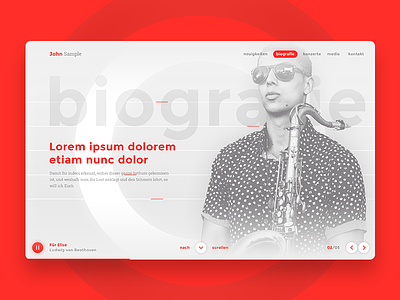 Interface Concept for Artist Pages about artist clean concept gallery light minimal music profile typography ui website