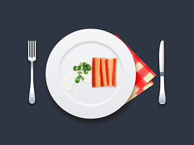 Nutritious meals dining fork icon knife peas plate tablecloth toppings ui watermelon