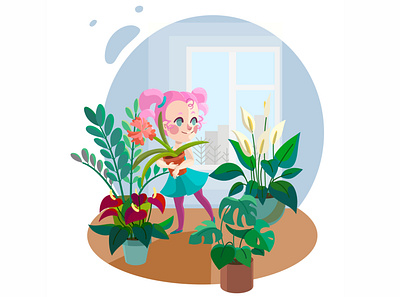 Flower room character design flower illustration vector