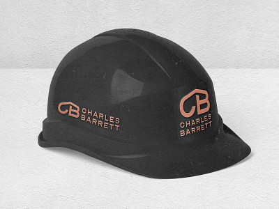 Legacy Design Agency: Roofing Company Branded Helmet. black and gold branding bronze logo builders logo construction logo design emboss logo gold and black illustration logo