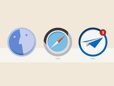 OSX dock icons - Flat design finder flat icon icons illutsration mac mail osx safari sparrow vector