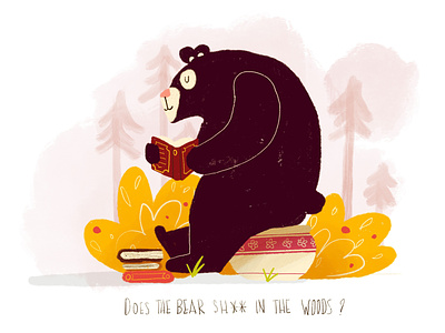 Does the bear 💩 in the 🌲 ? bear character characterdesign children illustration cute animal digital art illustration illustrator kidlit kidlitart