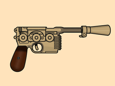 DL 44 - Heavy Blaster [Full view inc.] flat grain gun han solo illustration movie star wars vector