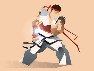 The Fight - pt3 (Ryu) art draw drawing fan art game geek illustration poly rye sketch street fighter video game