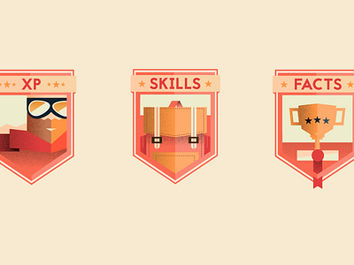 Badges resume [Full view included] back pack badge badges illustrator poly resume skills vector