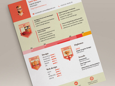 Resume 2015 [Full view included] badges graphic design layout low poly resume timeline vector