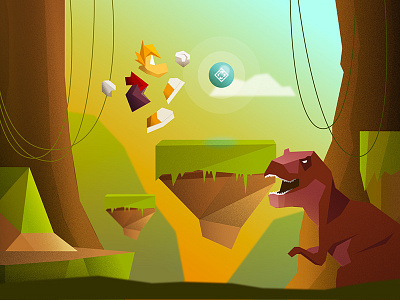 Scene 2 - Rayman dinosaur illustration low poly rayman retro texture vector video game