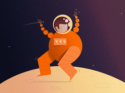 MoonWalking color cosmonaut dance illustration illustrator moon shapes space vector