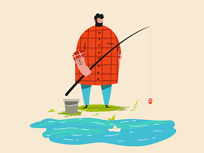 F is for Fisherman alphabet brushes fisherman illustration illustrator job vector work