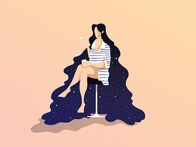 Graceful modified cosmos illustration illustrator quiet space stars vector woman