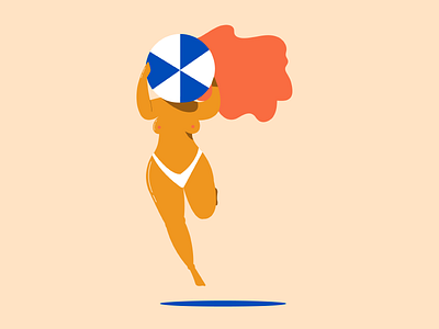 Playing hot illustration illustrator minimalist summer summertime vector woman