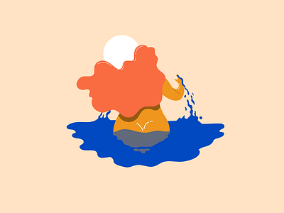 Bathing hot illustration illustrator minimalist summer summertime vector woman