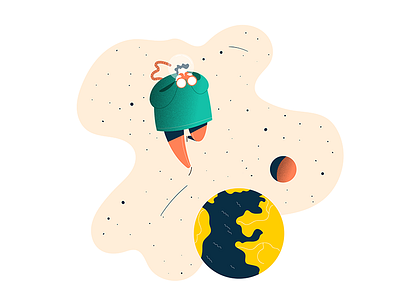 A step back adobe illustrator astronaut cosmonaut digital illustration illustrateur illustration looking glass planets space vectorart