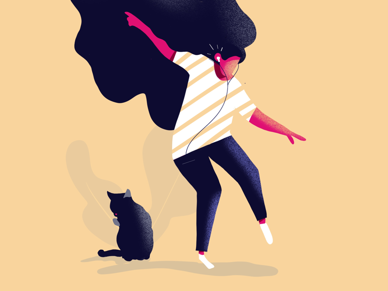 Dancing 🕺😁 cat characters dance happy illustration move procreate