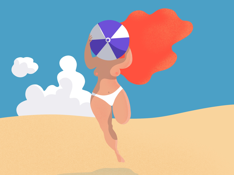 Beach fun ⛱🏐 summer balloon model procreate digital illustration pinup character beach digital art illustration