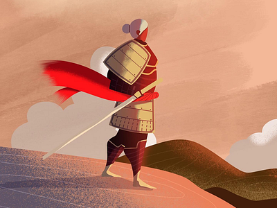 The wait 🌅🇯🇵 character design digital art digital illustration illustration illustrator procreate samurai sunset sword