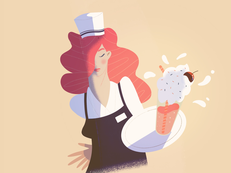 Milk Shake 🥤🥤 redhead digital illustration digital art procreate drawing art sugar milk shake lille waitress design character illustrator illustration
