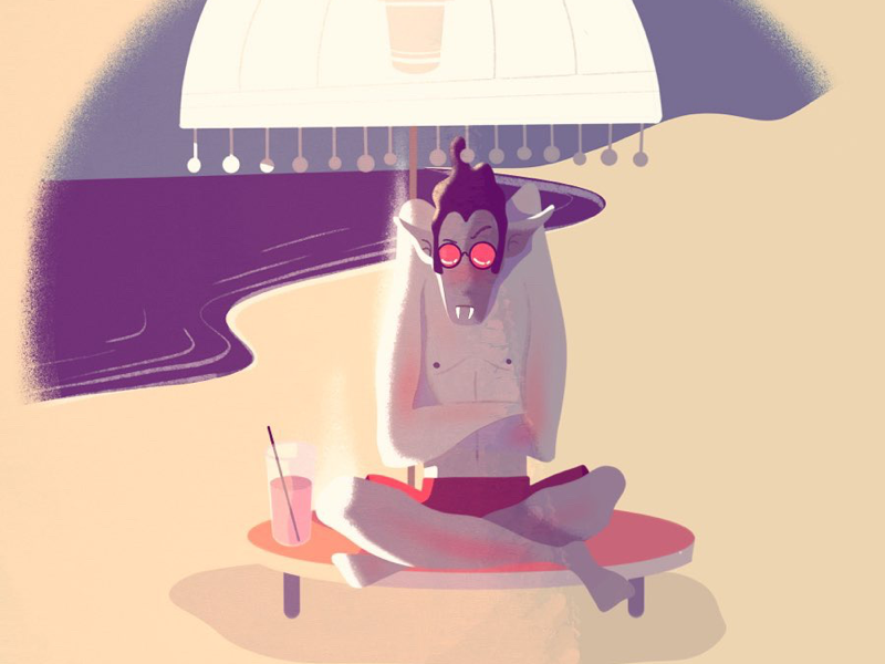 A vampire holiday π§ββοΈπ digital illustration digital art procreate lille illustrator holiday seaside beach cartoon vampire character design illustration